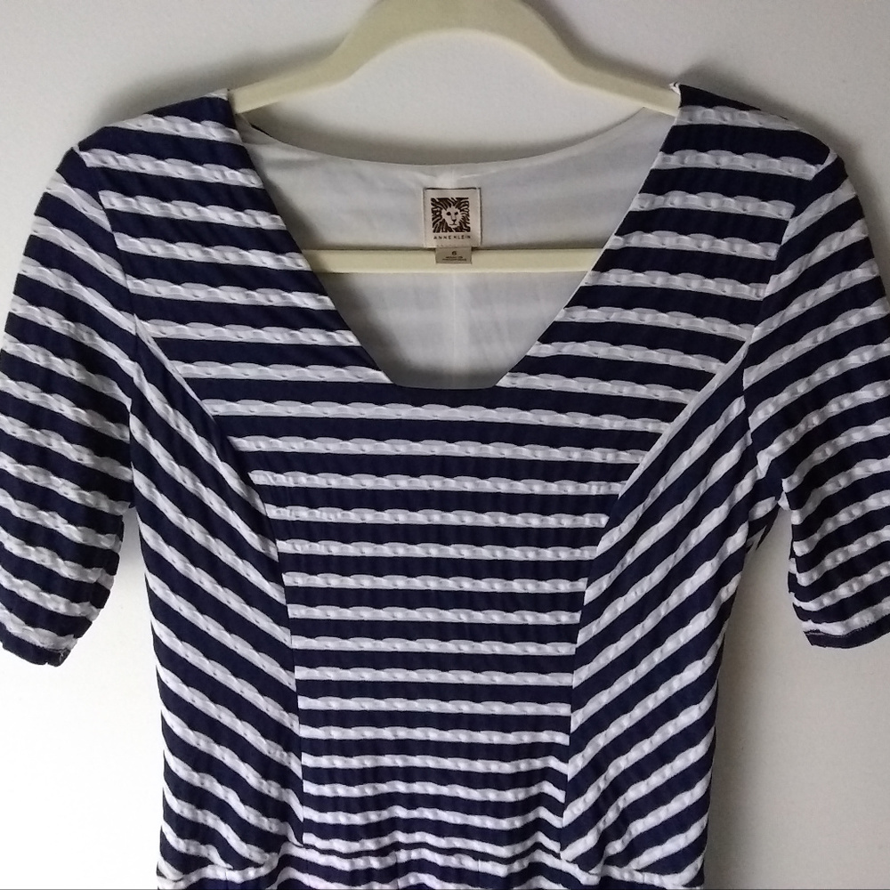 Anne Klein Blue and White Stripe Low Waist Dress 6